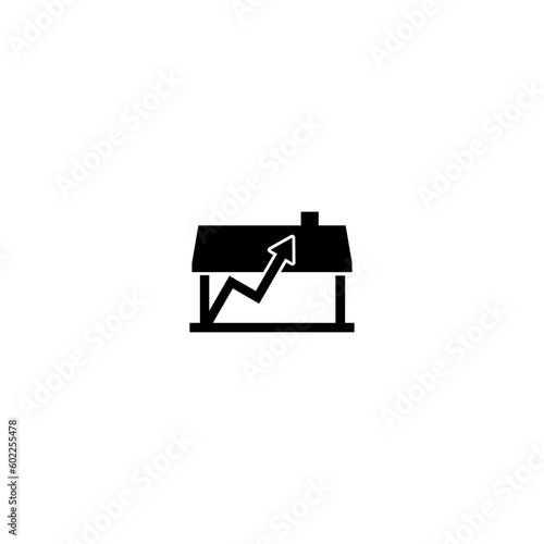 House price or value increase icon. Growth graph icon isolated on white background