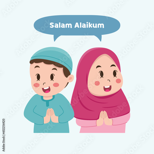 Cute Muslim Kids salam giving salam