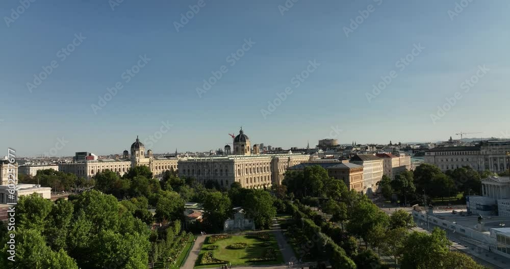 Aerial view of Vienna in Austria. Vienna aerial panorama. Vienna skyline from aerial fly. Wien landscape with historic architecture aerial view from drone. Vienna skyline. Tourism and travel concept. Aerial view of Vienna in Austria. Vienna aerial panorama. Vienna skyline from aerial fly. Wien landscape with historic architecture aerial view from drone. Vienna skyline. Tourism and travel concept.