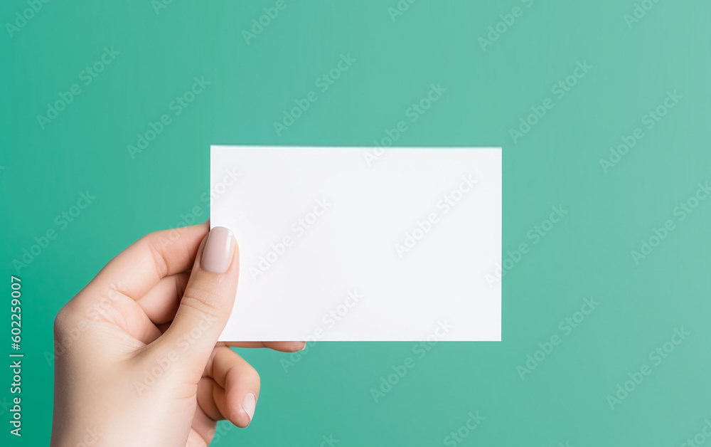 A white paper with space for messages or notes being held by a woman's hand. Generative AI A white paper with space for messages or notes being held by a woman's hand. Generative AI
