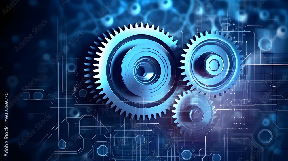 gear wheel on circuit board. Illustration hi-tech, engineering, digital engineer concept.web- template, business tech, business team. gear wheel on circuit board. Illustration hi-tech, engineering, digital engineer concept.web- template, business tech, business team.