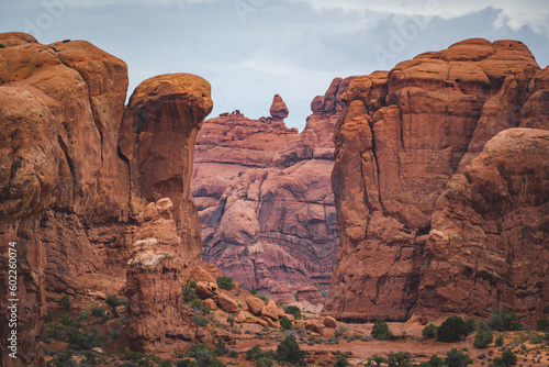 sandstone formations at dawn at arches nationalpark in utah usa