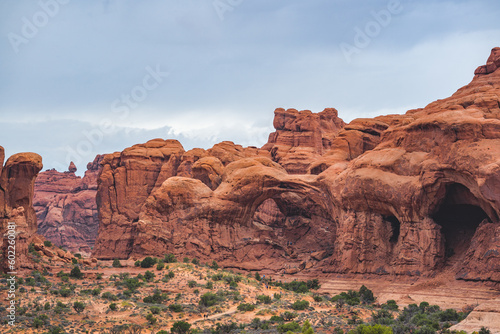 arches and sandstone formations at arches nationalpark in utah usa