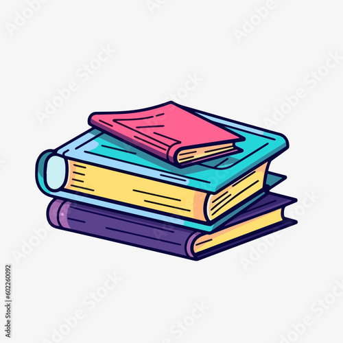 Vector cartoon icon illustration of a stack of books, in a flat style as a tool or medium for writing and taking notes. It adds to someone's knowledge and intelligence