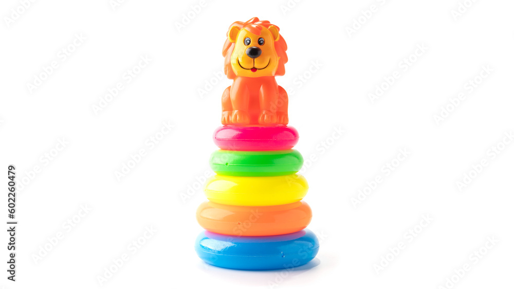 Baby colorful lion pyramid on the white background Baby colorful lion pyramid on the white background