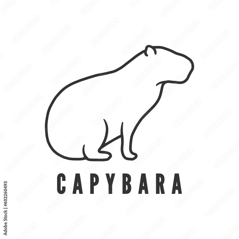 Obraz premium Black and White Capybara Logo Vector Illustration. Design template for logo company, icon, symbol, emblem