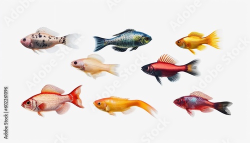 Colorful fish, group of fish, colorful cute fish pets