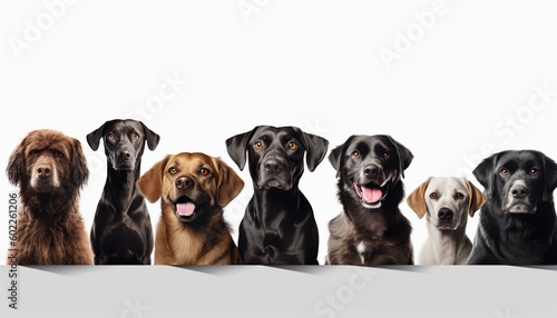 A group cute beautiful dogs, happy dog, smiling dogs, dog portrait, dog group photos © TimesLight