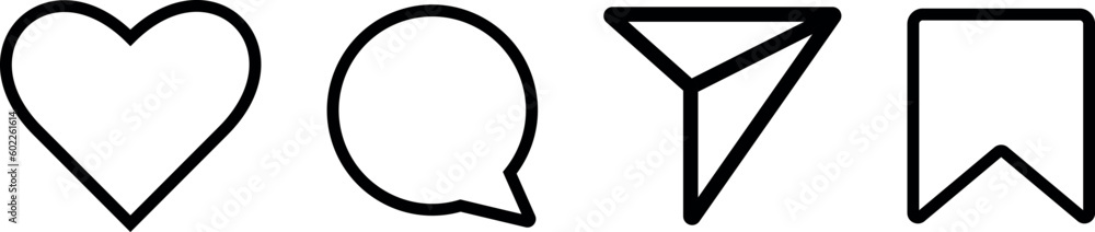 Social media user interface icons collection. Like, comment, share and save icons. social media flat icon. Social media user interface icons collection. Like, comment, share and save icons. social media flat icon.