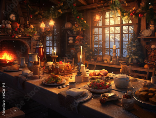 The Christmas Feast is a warm and inviting family gathering that takes place on Christmas Day in England, where loved ones come together to enjoy delicious and hearty foods such as Roast Turkey, Roast