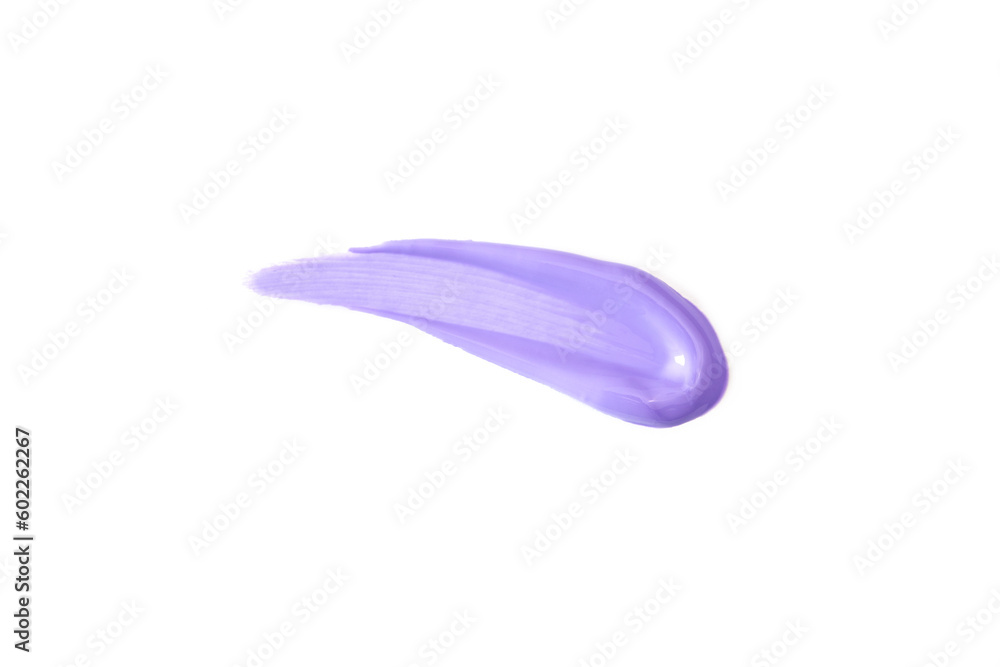 Light lilac smear on a white background. Top view, flat lay Light lilac smear on a white background. Top view, flat lay
