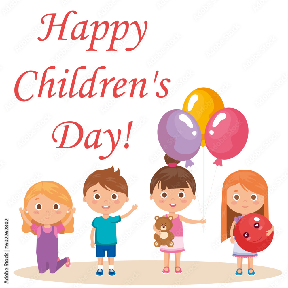happy children's day banner vector design