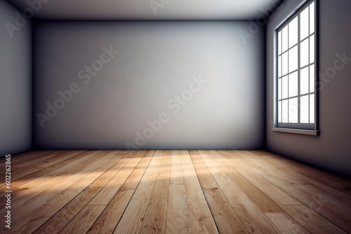 Empty Room Interior with wooden floor -Ai