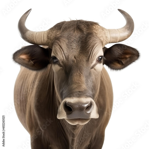 Close up of buffalo with a transparent background, Generative Ai