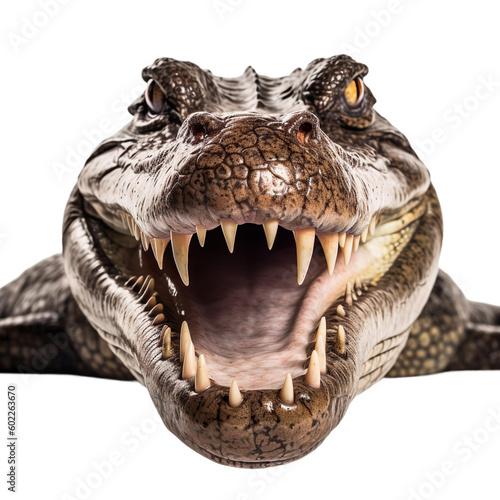 Close up of alligator isolated on transparent background  Generative Ai