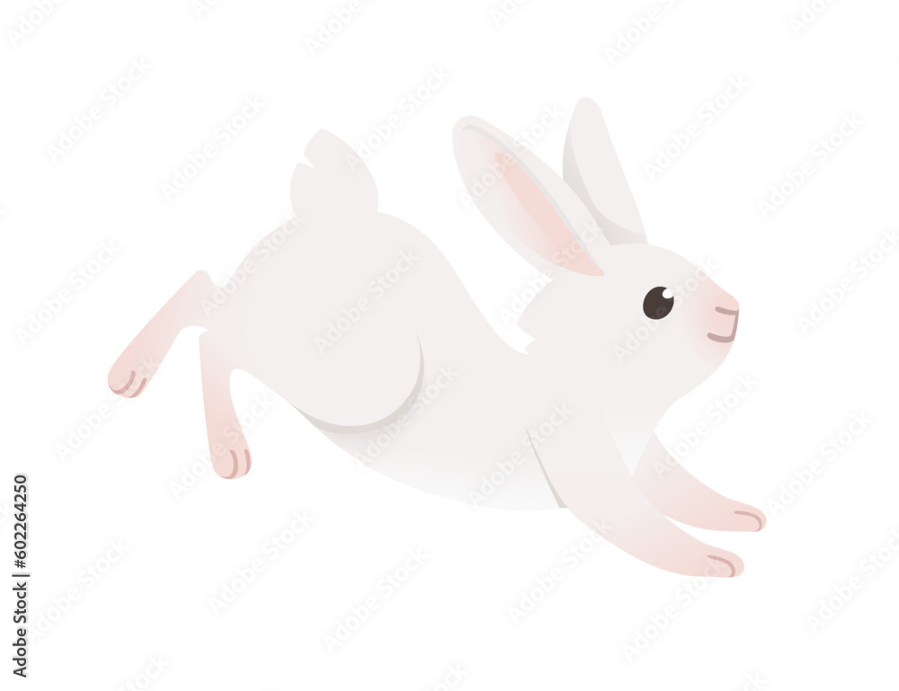 Cute cartoon rabbits. Funny furry gray hares, Easter bunnies standing, sitting, running, jumping, sleeping. Set of flat cartoon vector illustrations isolated on white background Cute cartoon rabbits. Funny furry gray hares, Easter bunnies standing, sitting, running, jumping, sleeping. Set of flat cartoon vector illustrations isolated on white background