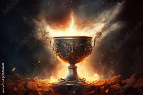 Fotografia The Holy Grail is the chalice cup that Jesus Christ drank from at the Last Suppe