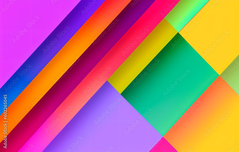 a colorful abstract background with a diagonal pattern of different colors. Generative AI