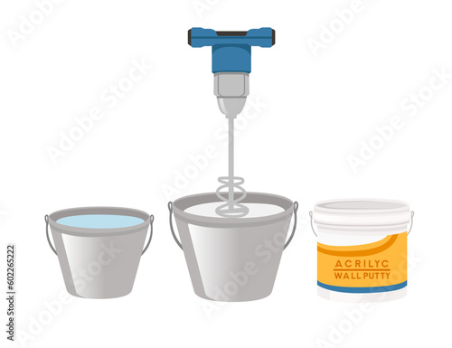 Professional construction mixer handle portable device for mixing liquids vector illustration isolated on white background