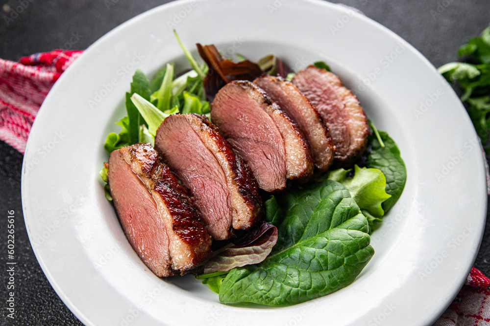 duck breast roasted meat poultry meal food snack on the table copy space food background rustic top view duck breast roasted meat poultry meal food snack on the table copy space food background rustic top view