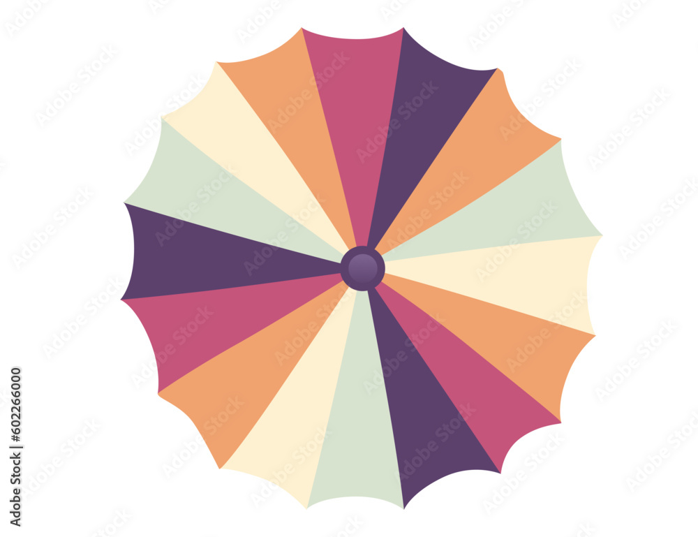 Opened umbrella top view vector illustration isolated on white background