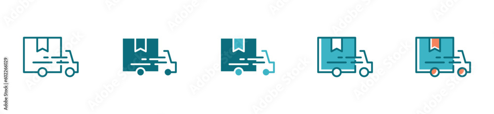 Fast delivery truck icon online transport courier vector set for web and app