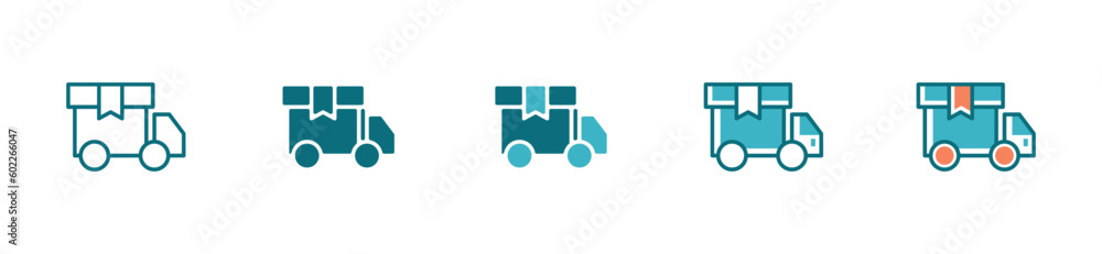 Simple quick delivery icon online truck package vector set for web and app