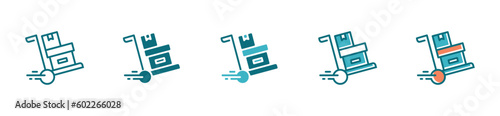 trolley cart icon vector for fast delivery shipping signs line illustration