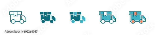 Simple quick delivery icon online truck package vector set for web and app © elmantastic