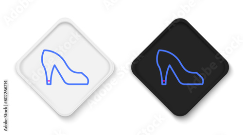 Line Woman shoe with high heel icon isolated on white background. Colorful outline concept. Vector