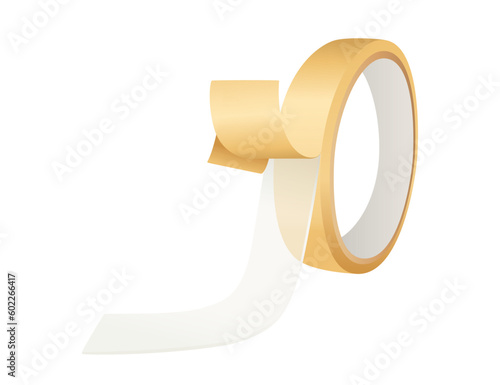 Yellow scotch two sided adhesive tape vector illustration isolated on white background