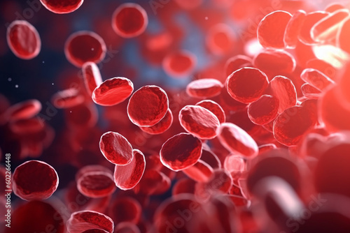 Human Red Blood Cells in Vein - Medical Science Illustration, Generative AI