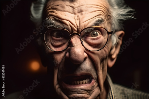 Funny old man who is extremely angry and outraged Generative AI