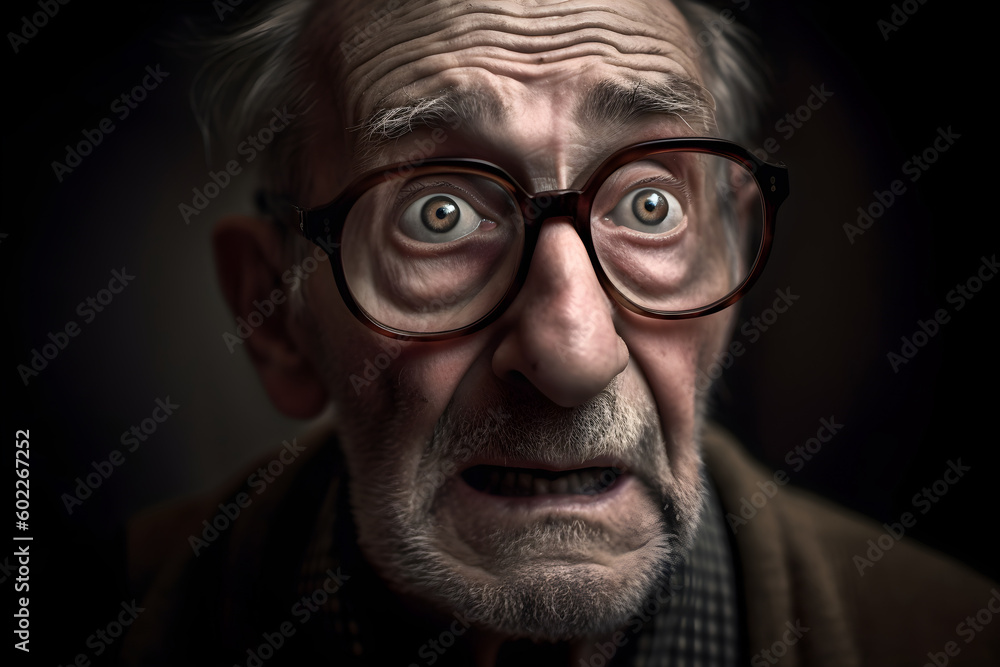 Old man with big glasses watching TV. Generative AI