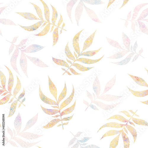 Seamless pattern with floral ornament. Raster illustration for design, wrapping, packaging. Printing on fabric and paper.