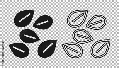 Black Seeds of a specific plant icon isolated on transparent background. Vector