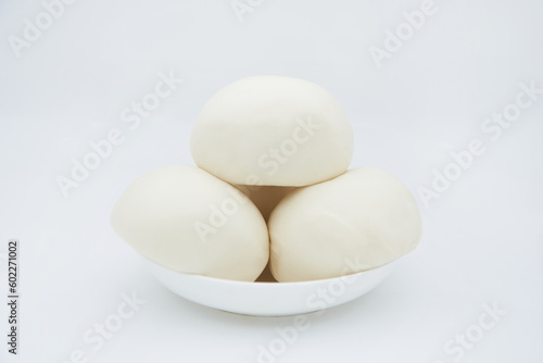 Steamed bread on white background