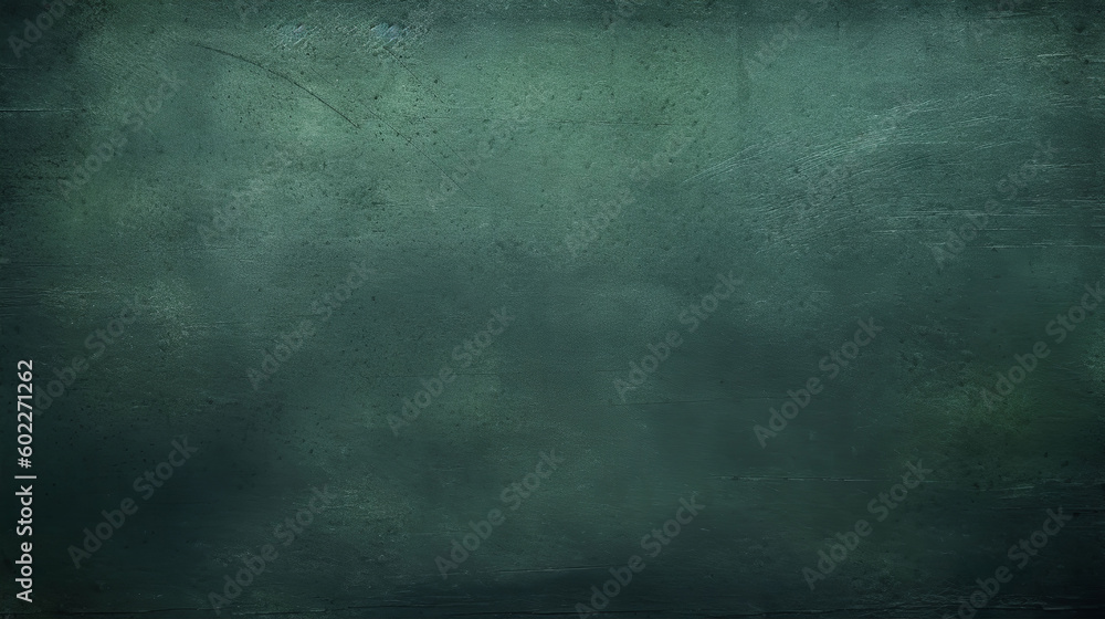 A blank dark green chalkboard style texture background. A.I. generated.