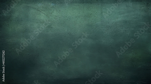 A blank dark green chalkboard style texture background. A.I. generated.