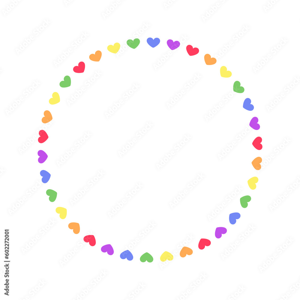 Round rainbow frame. Border template with copy space. Pride month flag concept. Vector flat illustration. Round rainbow frame. Border template with copy space. Pride month flag concept. Vector flat illustration.