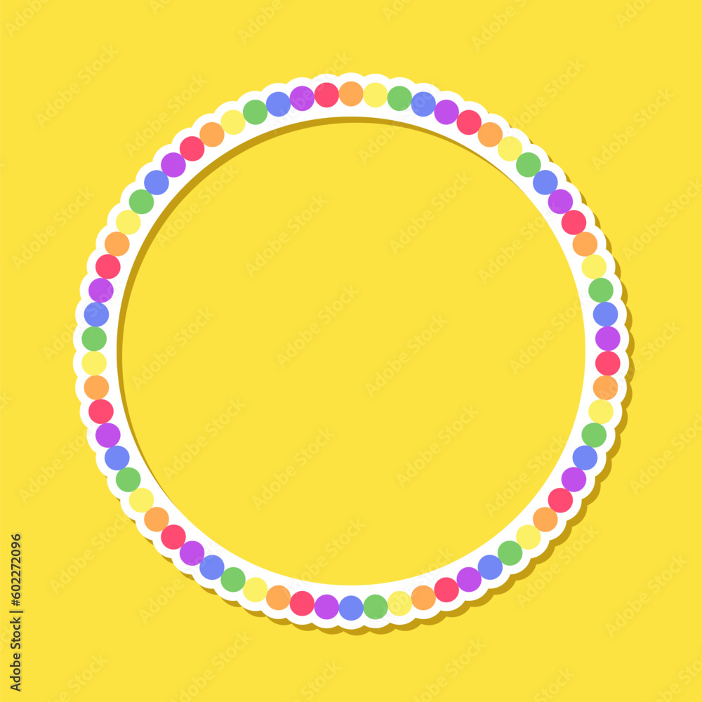 Round rainbow frame. Border template with copy space. Pride month flag concept. Vector flat illustration. Round rainbow frame. Border template with copy space. Pride month flag concept. Vector flat illustration.