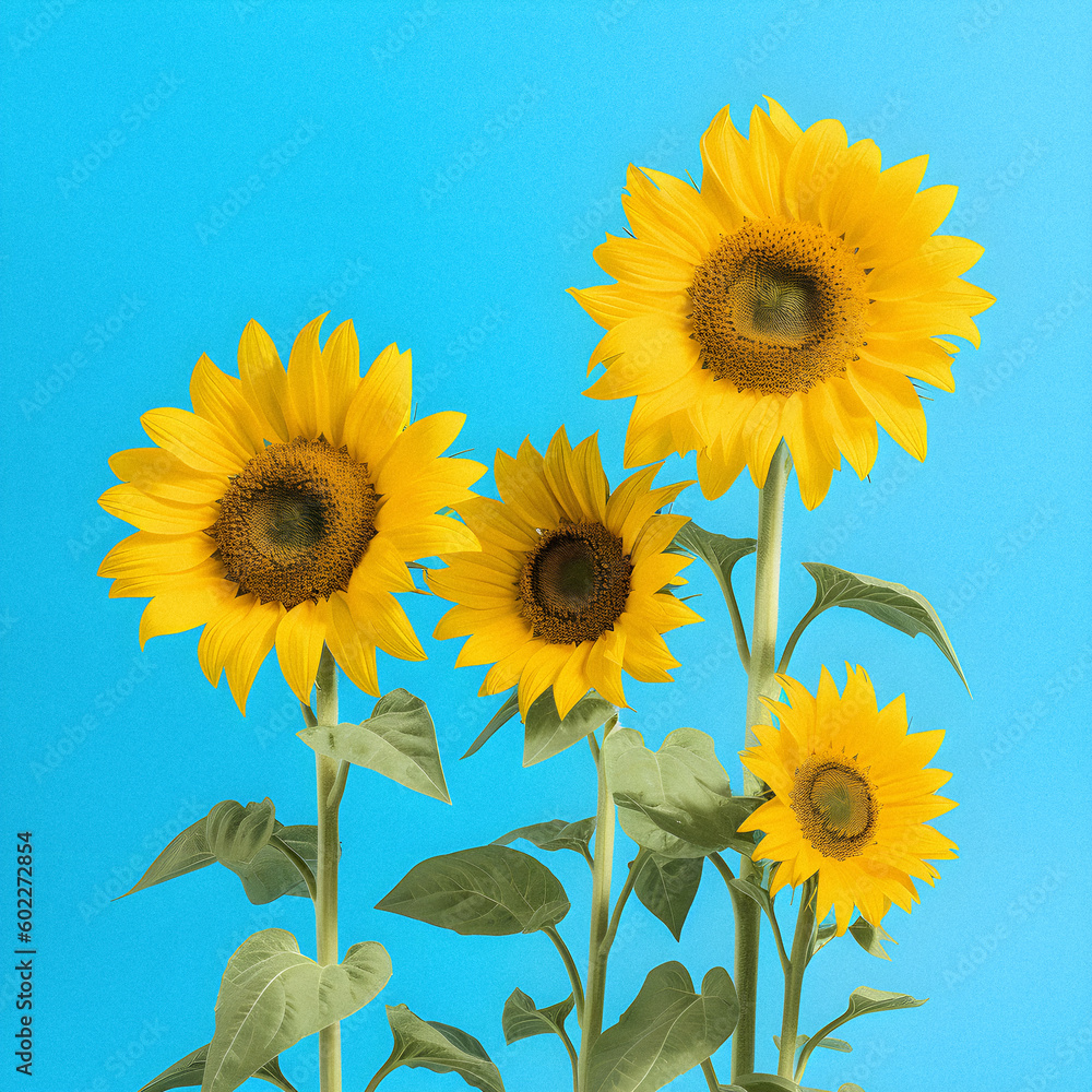 Sunflower Dreams: Delightful Blend of Yellow and Sky Blue in a Minimalist Style Sunflower Dreams: Delightful Blend of Yellow and Sky Blue in a Minimalist Style