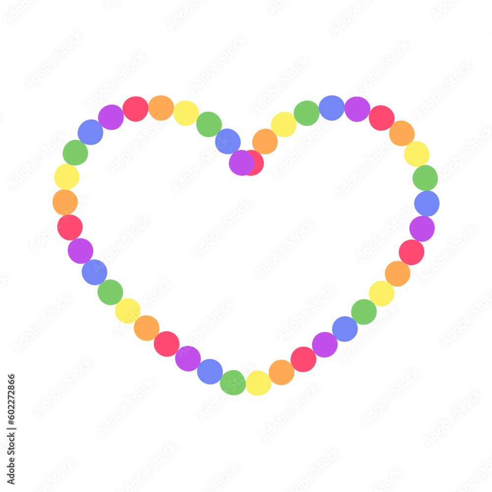 Rainbow heart shaped frame. Border template with copy space. Valentines Day, Pride month flag concept. Vector flat illustration.