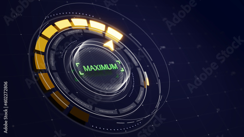 Button  knob on maximum highest position. Concept of high level of something