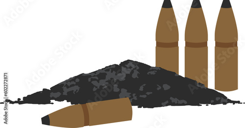 vector of hand drawn gunpowder and bullets with steel head and copper photo