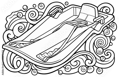 Cartoon cute doodle hand drawn sled illustration.