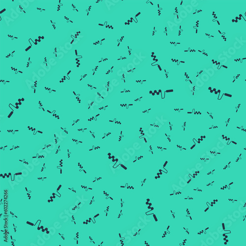 Black Hand ice drill for winter fishing icon isolated seamless pattern on green background. Vector