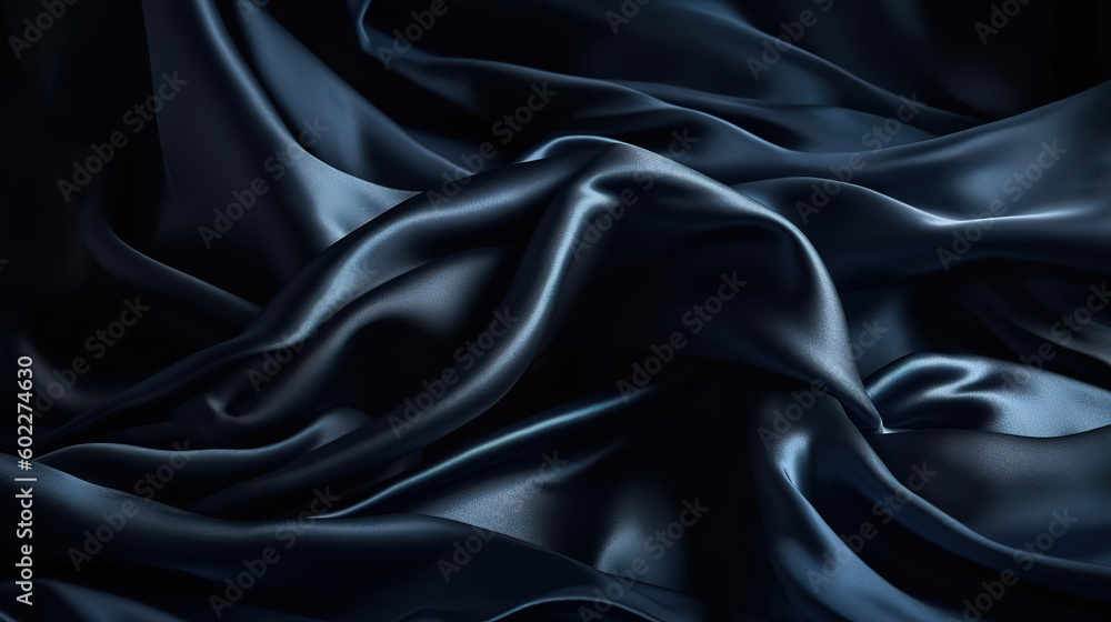 Abstract dark blue background Silk satin Navy blue color. Generative Ai Abstract dark blue background Silk satin Navy blue color. Generative Ai