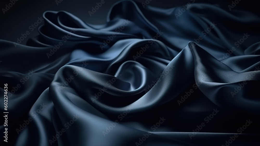 Abstract dark blue background Silk satin Navy blue color. Generative Ai Abstract dark blue background Silk satin Navy blue color. Generative Ai