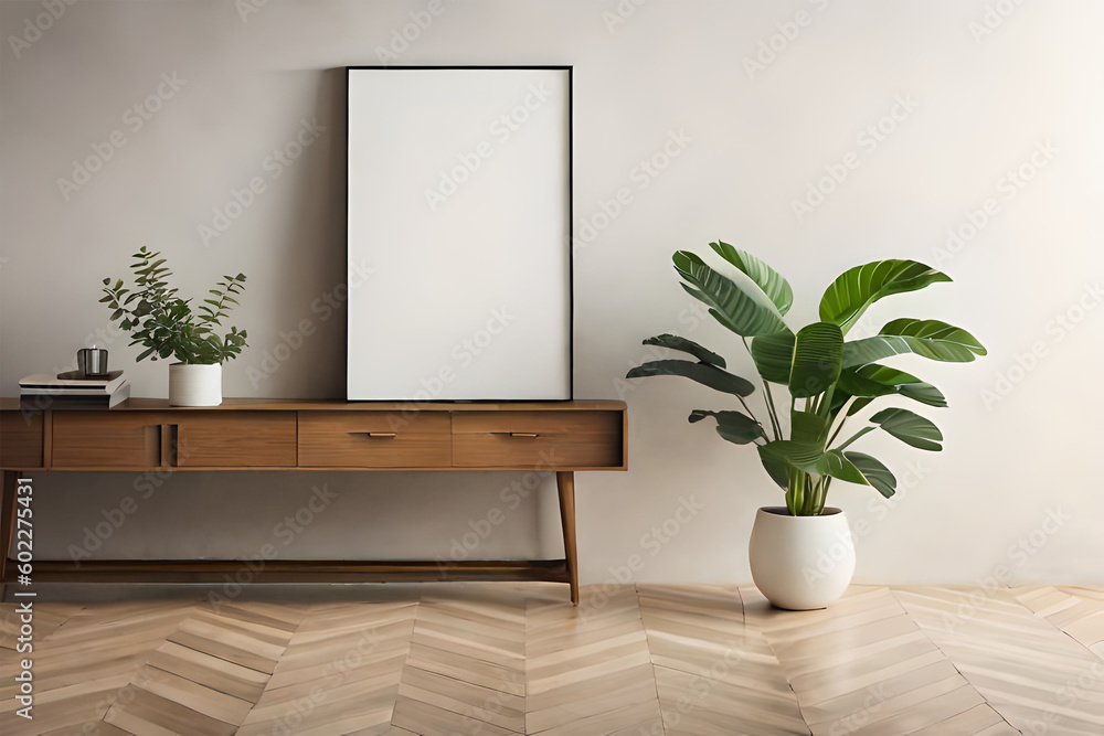 Interior Mockup with white frames against the background, mock up poster frame in modern interior background, frame mockup, Generative AI Interior Mockup with white frames against the background, mock up poster frame in modern interior background, frame mockup, Generative AI